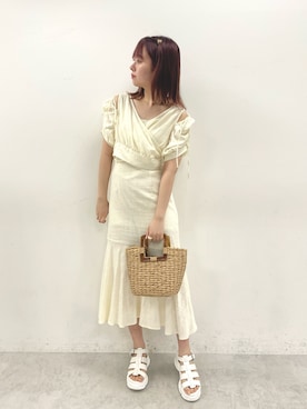 「one after another NICE CLAUP（ワンアフターアナザーナイスクラップ）のスニーカー底グルカサンダル（サンダル）」を使った、mayuさん（レディース・160cm）の春コーディネート