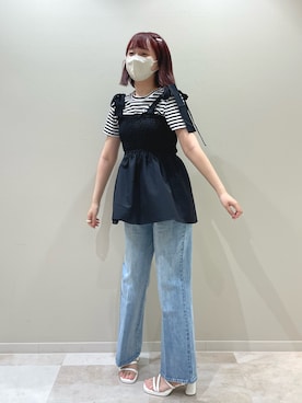 「one after another NICE CLAUP（ワンアフターアナザーナイスクラップ）のアイテム（その他シューズ）」を使った、mayuさん（レディース・160cm）の夏コーディネート