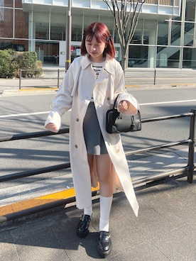 「one after another NICE CLAUP（ワンアフターアナザーナイスクラップ）のアイテム（トレンチコート）」を使った、mayuさん（レディース・160cm）の春コーディネート