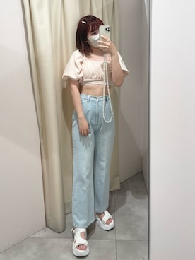 「one after another NICE CLAUP（ワンアフターアナザーナイスクラップ）のアイテム（その他シューズ）」を使った、mayuさん（レディース・160cm）の夏コーディネート