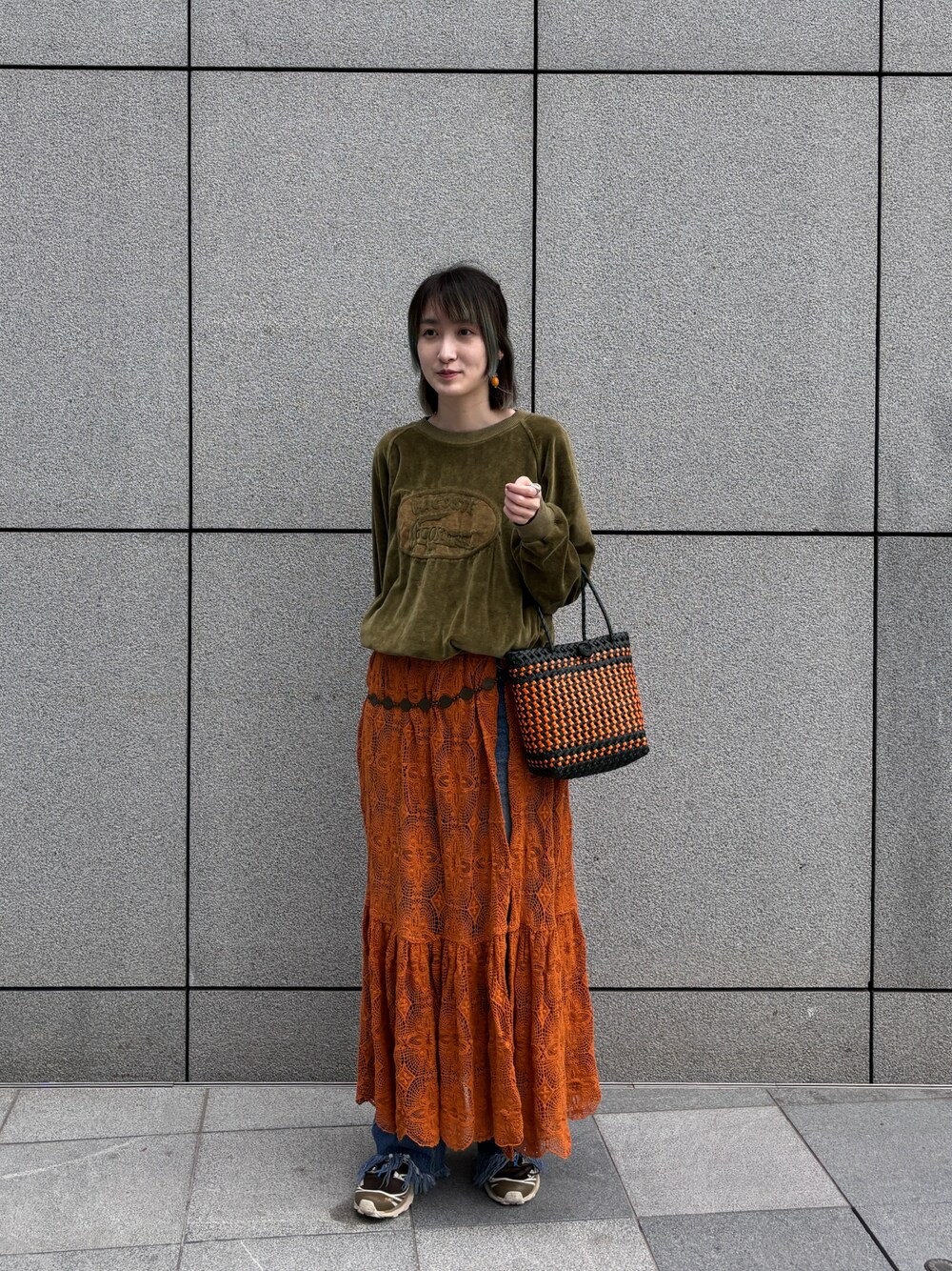 「LACOSTEのアイテム（トップス、グリーン系）」を使った、cheuuuukさん（レディース・168cm）の冬コーディネートの1枚目の写真