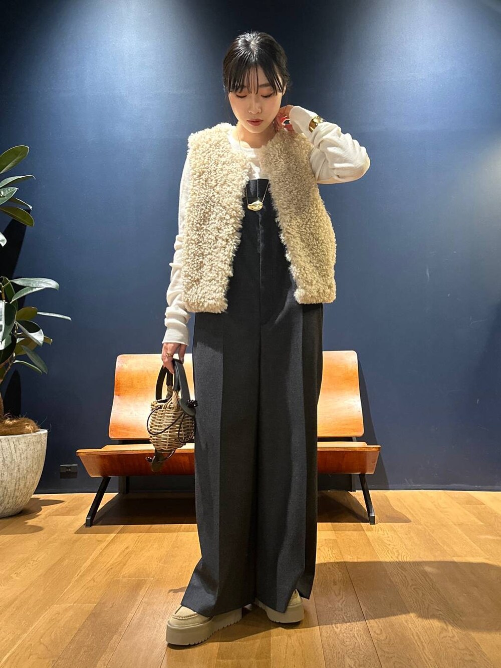 カレンソロジー ウールサロペットパンツ グレー カレンソロジー ウール