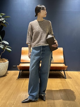 「Curensology（カレンソロジー）のCurensology(カレンソロジー)/スパングルニットプルオーバー（ニット/セーター）」を使った、たきさん（レディース・152cm）の秋コーディネート