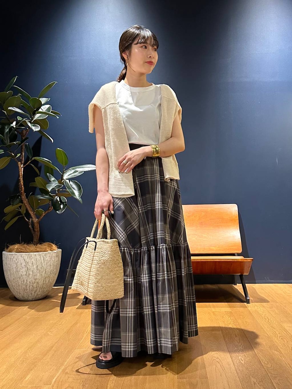 【美品】カレンソロジー　チェックティアードスカート Curensology（カレンソロジー）の「Curensology(カレンソロジー