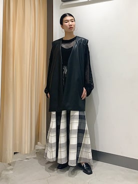 「チェック柄に恋してる」｜「アイテム（その他アウター）」を使った、なかさんさん（レディース・156cm）の秋コーディネート