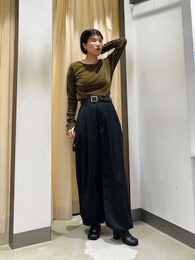 「KBF（ケイビーエフ）のシアーベロアシャーリングスリーブトップス（Tシャツ/カットソー）」を使った、なかさんさん（レディース・156cm）の秋コーディネート