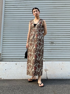 「KBF（ケイビーエフ）のジャガードIラインワンピース（ワンピース）」を使った、なかさんさん（レディース・156cm）の夏コーディネート