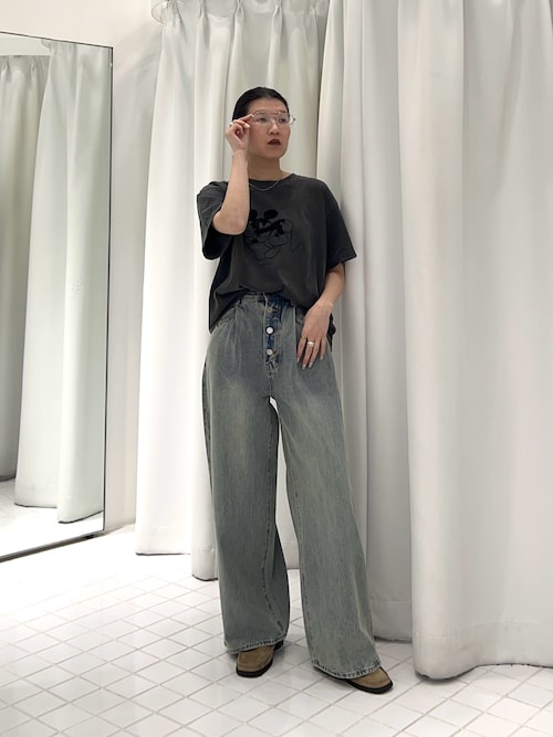 セール】『3サイズ展開』タックボタンアップデニム(デニムパンツ セール】『3サイズ展開』タックボタンアップデニム(デニムパンツ