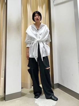 「ストライプパンツ」｜なかさんさん（レディース・156cm）の夏コーディネート