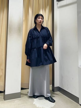 「マキシスカート」｜「アイテム（ワンピース/ドレス）」を使った、なかさんさん（レディース・156cm）の冬コーディネート