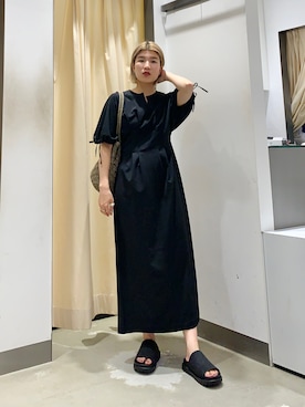 「ペーパーバッグ」｜「アイテム（ワンピース/ドレス）」を使った、なかさんさん（レディース・156cm）の夏コーディネート