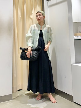 「ペーパーバッグ」｜「アイテム（ワンピース/ドレス）」を使った、なかさんさん（レディース・156cm）の夏コーディネート