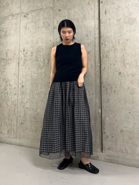 「ノースリーブニット」｜なかさんさん（レディース・156cm）の夏コーディネート