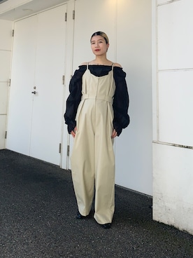 「アイテム（サロペット/オーバーオール）」を使った、なかさんさん（レディース・156cm）の春コーディネート