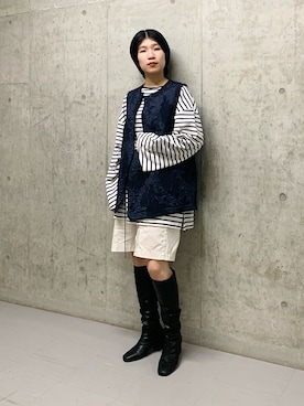 「KBF+（ケービーエフプラス）のアイテム（シューズ）」を使った、なかさんさん（レディース・156cm）の秋コーディネート