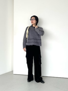「シャギーニットコーデ」｜なかさんさん（レディース・156cm）の秋コーディネート