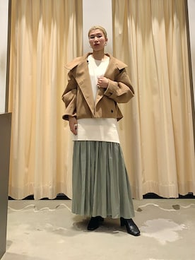 「ドッキングワンピ」｜「アイテム（その他アウター）」を使った、なかさんさん（レディース・156cm）の冬コーディネート