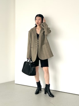 「アイテム（ボストンバッグ、グリーン系）」を使った、なかさんさん（レディース・156cm）の秋コーディネート