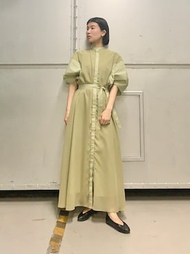 「バルーン袖」｜「アイテム（ワンピース/ドレス）」を使った、なかさんさん（レディース・156cm）の春コーディネート