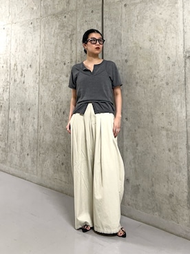 「KBF（ケイビーエフ）のビスチェSETカーディガン（カーディガン/ボレロ、グレー系）」を使った、なかさんさん（レディース・156cm）の夏コーディネート