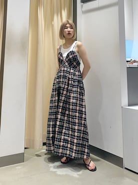 「チェック柄に恋してる」｜「アイテム（ワンピース）」を使った、なかさんさん（レディース・156cm）の夏コーディネート