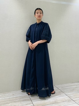 「バルーン袖」｜「アイテム（ワンピース/ドレス）」を使った、なかさんさん（レディース・156cm）の夏コーディネート
