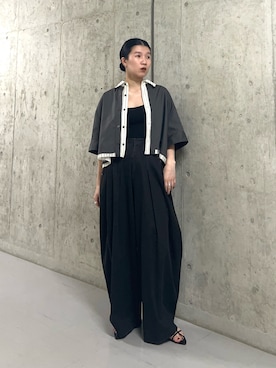 「KBF（ケイビーエフ）のレイヤードライクBOXシャツ（シャツ/ブラウス、グレー系）」を使った、なかさんさん（レディース・156cm）の春コーディネート