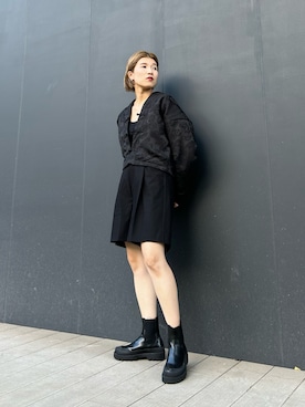 「ジャガード」｜「アイテム（その他アウター）」を使った、なかさんさん（レディース・156cm）の秋コーディネート