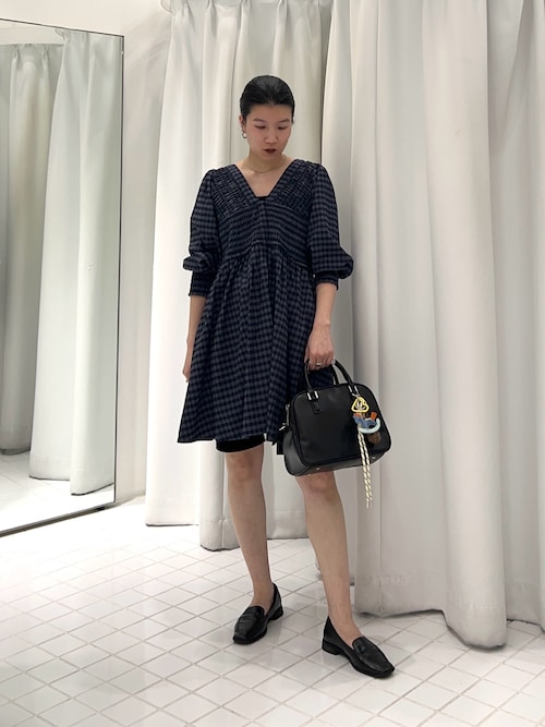 2WAYシャーリングチェックミニワンピース