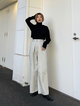 「リブニット」｜「アイテム（その他シューズ）」を使った、なかさんさん（レディース・156cm）の秋コーディネート