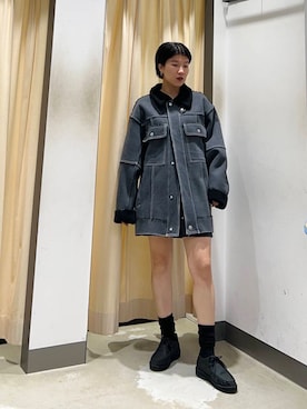 「ミニスカート」｜「アイテム（その他アウター）」を使った、なかさんさん（レディース・156cm）の秋コーディネート