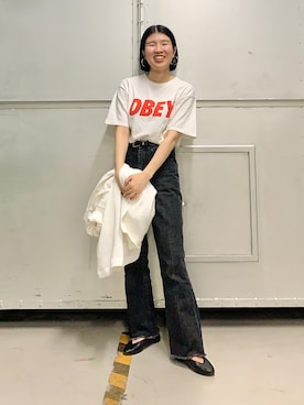 「フレアデニム」｜なかさんさん（レディース・156cm）の春コーディネート