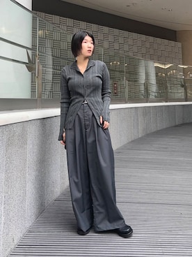 「KBF（ケイビーエフ）のアイテム（スラックス）」を使った、なかさんさん（レディース・156cm）の秋コーディネート