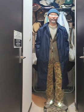 「アイテム（テーラードジャケット、グリーン系）」を使った、アマタウロスさん（メンズ・169cm）の冬コーディネート