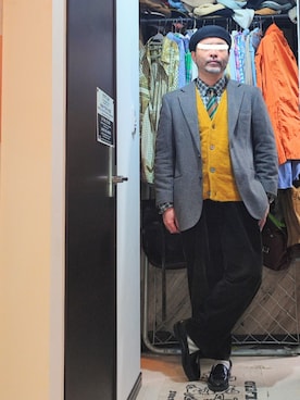 「アイテム（ハンチング/ベレー帽）」を使った、アマタウロスさん（メンズ・169cm）の秋コーディネート