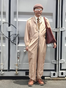 「BEAMS（ビームス）の　アウトレット　約3000円（ニットキャップ/ビーニー、ベージュ系）」を使った、アマタウロスさん（メンズ・169cm）の夏コーディネート