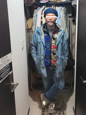 「アイテム（帽子）」を使った、アマタウロスさん（メンズ・169cm・40代）の冬コーディネート