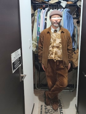 「アイテム（ニットキャップ/ビーニー）」を使った、アマタウロスさん（メンズ・169cm）の秋コーディネート