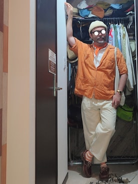 「アイテム（モカシン/デッキシューズ）」を使った、アマタウロスさん（メンズ・169cm・40代）の夏コーディネート