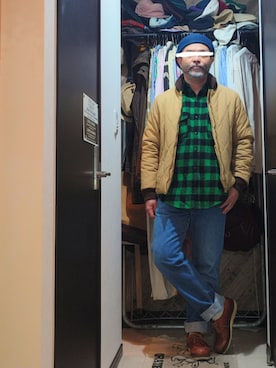 「アイテム（ハンチング/ベレー帽）」を使った、アマタウロスさん（メンズ・169cm・40代）の冬コーディネート