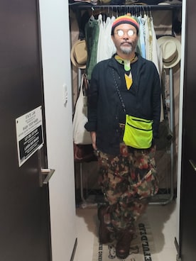 「スイス軍のアイテム（カーゴパンツ）」を使った、アマタウロスさん（メンズ・169cm）の夏コーディネート