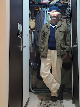 「アイテム（スラックス）」を使った、アマタウロスさん（メンズ・169cm・40代）の秋コーディネート