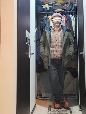 「BEAMS（ビームス）のアイテム（帽子）」を使った、アマタウロスさん（メンズ・169cm）の冬コーディネート