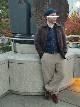 「アイテム（デニムジャケット）」を使った、アマタウロスさん（メンズ・169cm・40代）の秋コーディネート