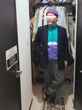 「アイテム（ジャージ）」を使った、アマタウロスさん（メンズ・169cm）の秋コーディネート