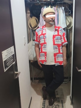 「アイテム（ニットキャップ/ビーニー）」を使った、アマタウロスさん（メンズ・169cm・40代）の夏コーディネート