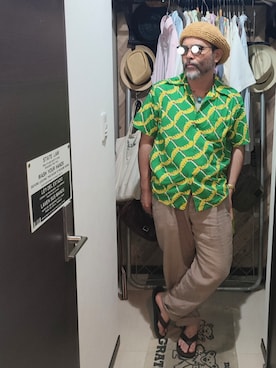 「アイテム（ハンチング/ベレー帽）」を使った、アマタウロスさん（メンズ・169cm）の夏コーディネート