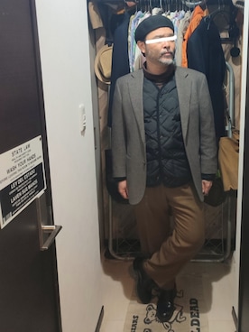 「アイテム（ハンチング/ベレー帽）」を使った、アマタウロスさん（メンズ・169cm）の秋コーディネート