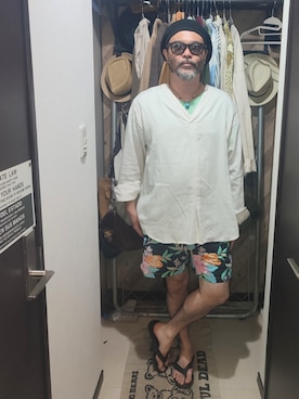 「ハンガリー軍のアイテム（シャツ/ブラウス）」を使った、アマタウロスさん（メンズ・169cm・40代）の夏コーディネート