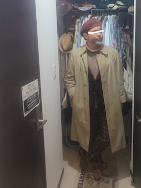 「アイテム（ハンチング/ベレー帽）」を使った、アマタウロスさん（メンズ・169cm）の冬コーディネート